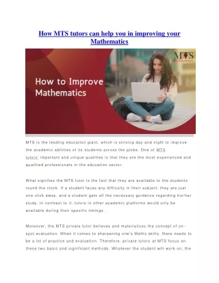 how mts tutors can help you in improving your