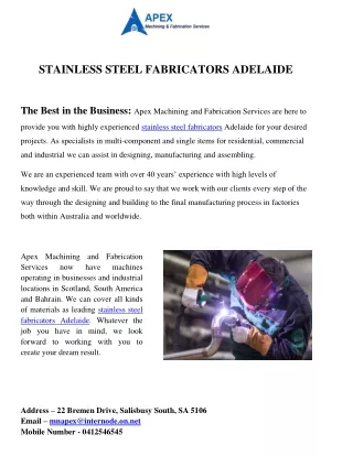 Best Stainless Steel Fabricators Adelaide