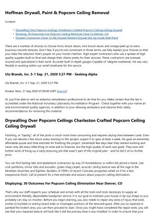 hoffman drywall paint popcorn ceiling removal