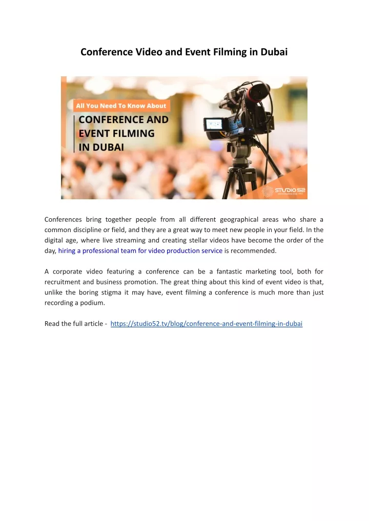 conference video and event filming in dubai