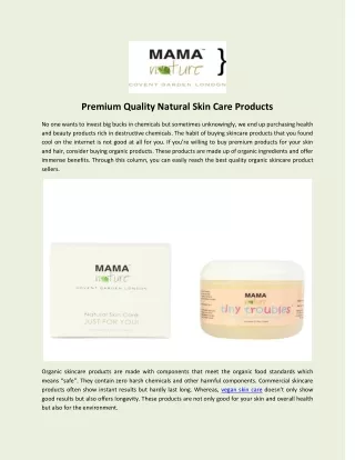 Premium Quality Natural Skin Care Products