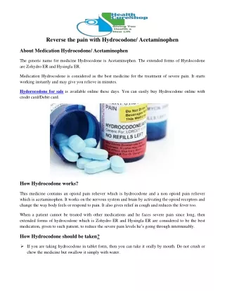 reverse the pain with hydrocodone acetaminophen