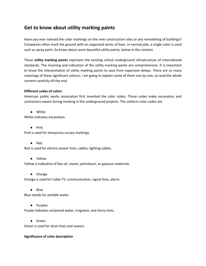 get to know about utility marking paints