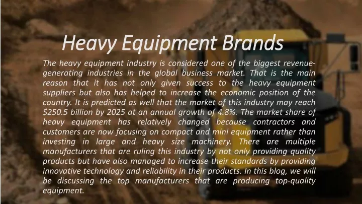 heavy heavy e equipment quipment b brands