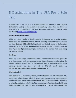 5 Destinations in The USA For A Solo Trip