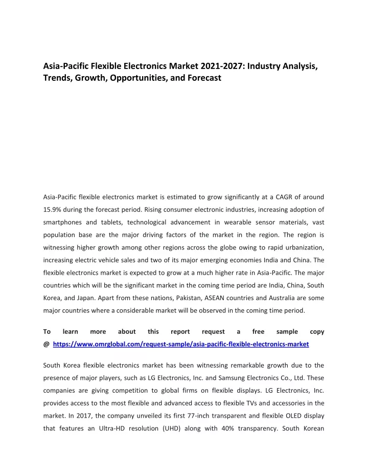 asia pacific flexible electronics market 2021