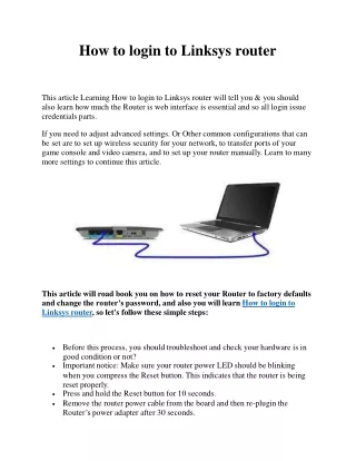 How to login to Linksys router