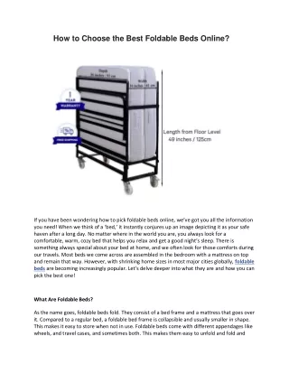 how to choose the best foldable beds online