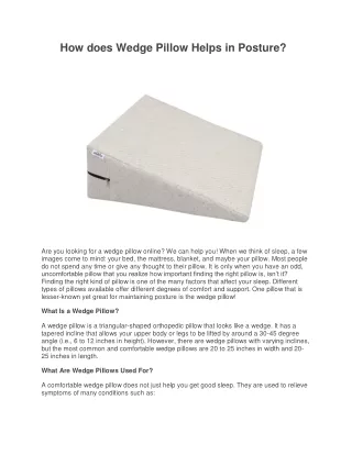 how does wedge pillow helps in posture