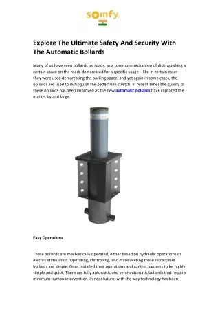 Explore The Ultimate Safety And Security With The Automatic Bollards