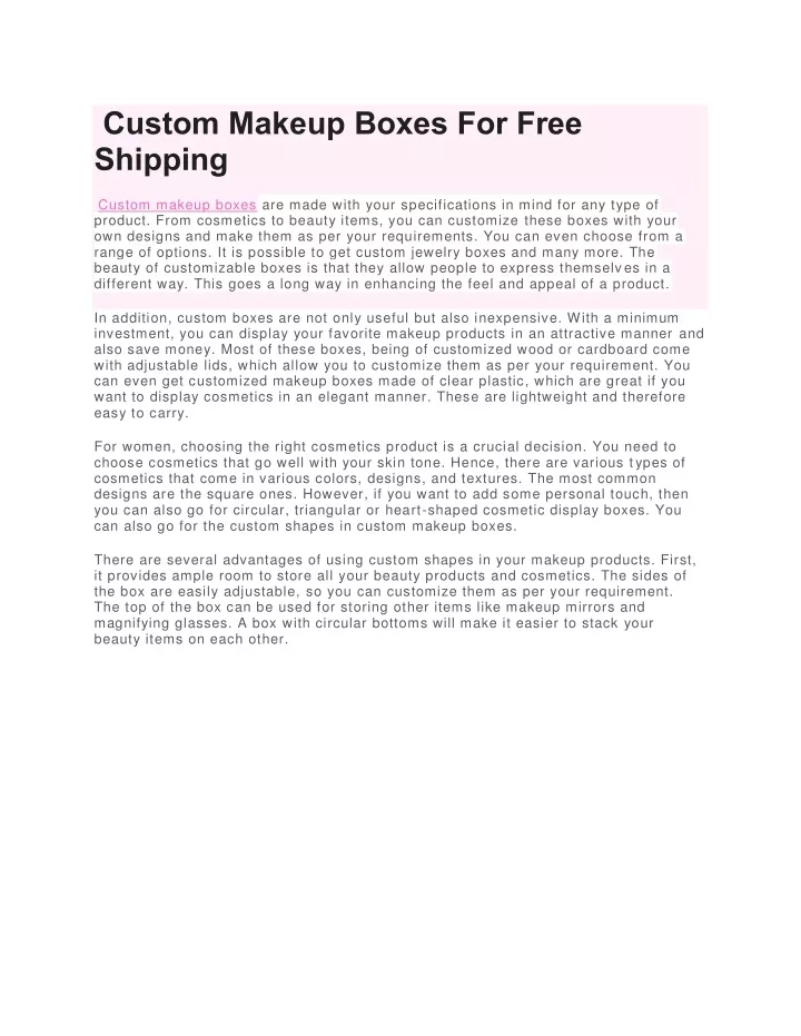 custom makeup boxes for free shipping