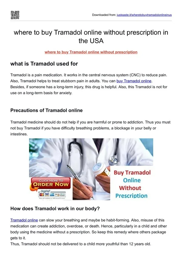 where to buy Tramadol online without prescription in the USA