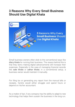 3 Reasons Why Every Small Business Should Use Digital Khata