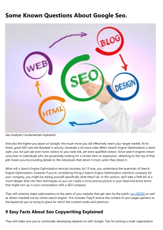 some known questions about google seo