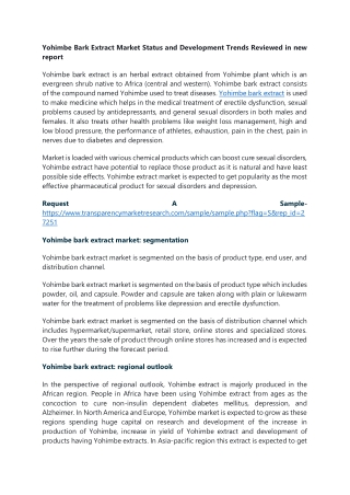 yohimbe bark extract market status