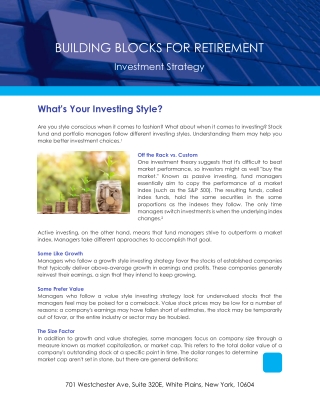 building blocks for retirement