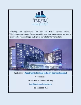 Apartments for Sale in Basin Express Istanbul | Taksimrealestate.com/en/home
