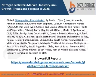 Global Nitrogen Fertilizers Market – Industry Trends and Forecast to 2028