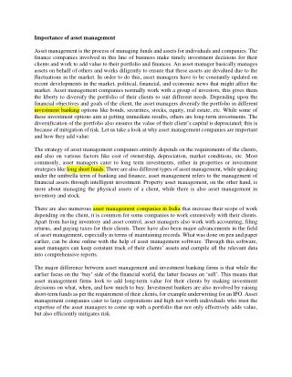 importance of asset management asset management
