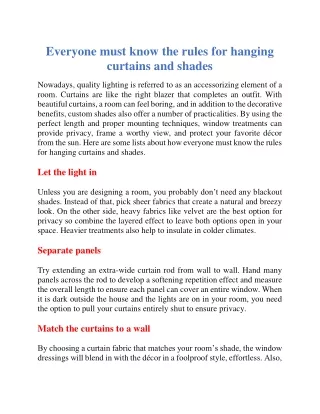 everyone must know the rules for hanging curtains