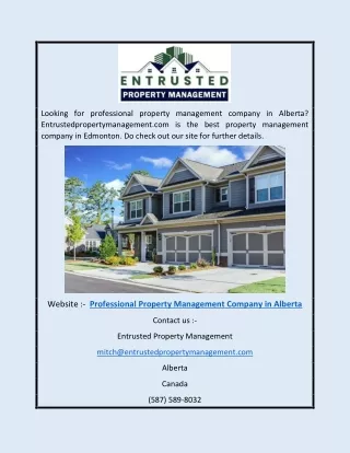 Professional Property Management Company in Alberta | Entrustedpropertymanagemen