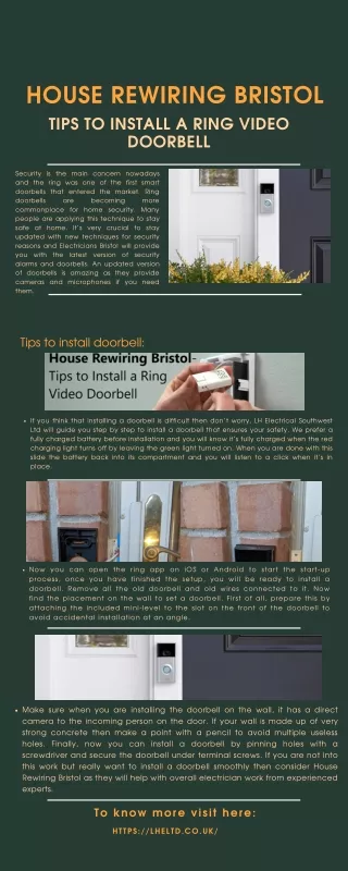 House Rewiring Bristol-Tips to Install a Ring Video Doorbell