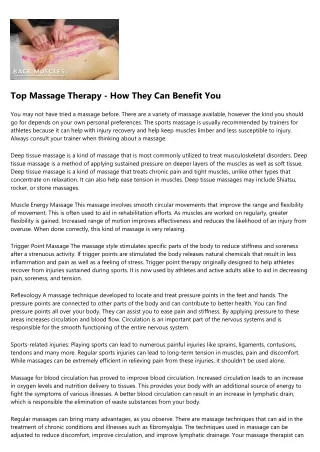 top massage therapy how they can benefit you