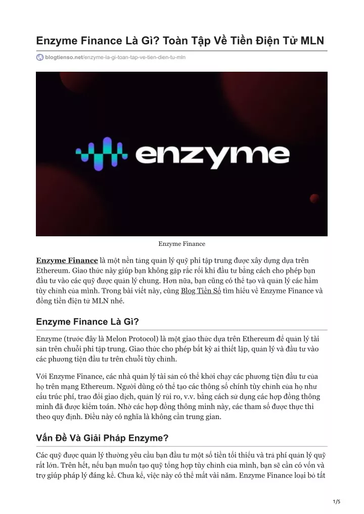 enzyme finance l g to n t p v ti n i n t mln