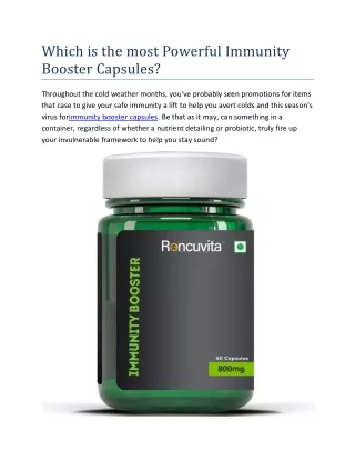 which is the most powerful immunity booster