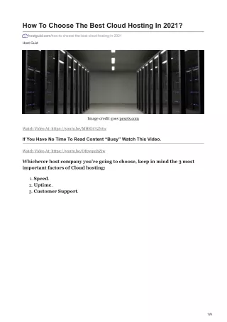 how to choose the best cloud hosting in 2021