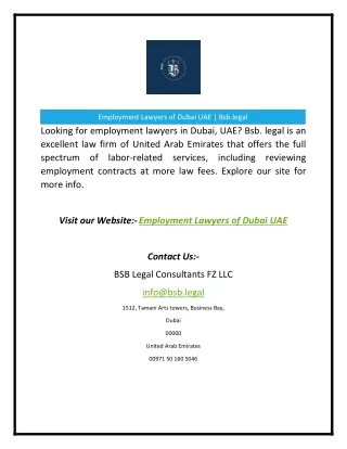 Employment Lawyers of Dubai UAE | Bsb.legal