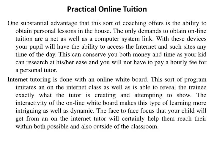 practical online tuition
