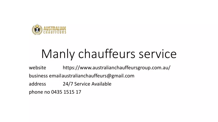manly chauffeurs service