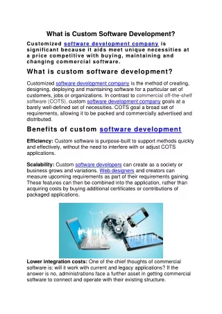 what is custom software development customized