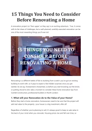 15 things you need to consider before renovating