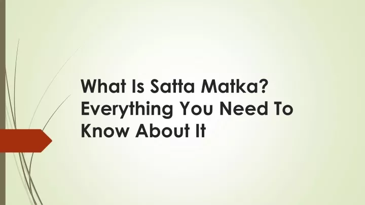 what is satta matka everything you need to know about it