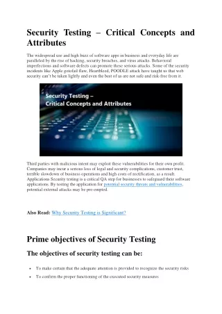 security testing critical concepts and attributes