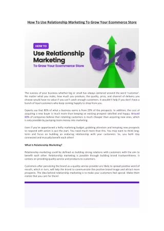 How To Use Relationship Marketing To Grow Your Ecommerce Store