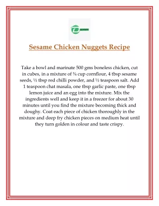 Sesame Chicken Nuggets Recipe 