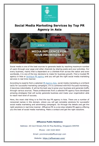 Social Media Marketing Services by Top PR Agency in Asia