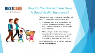 Best Health Insurance Plans 2021- Best Care Tax & Insurance