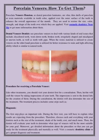 porcelain veneers how to get them