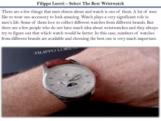 Filippo Loreti – Select The Best Wristwatch
