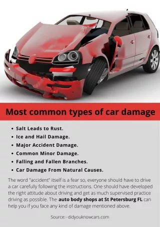 Most common types of car damage