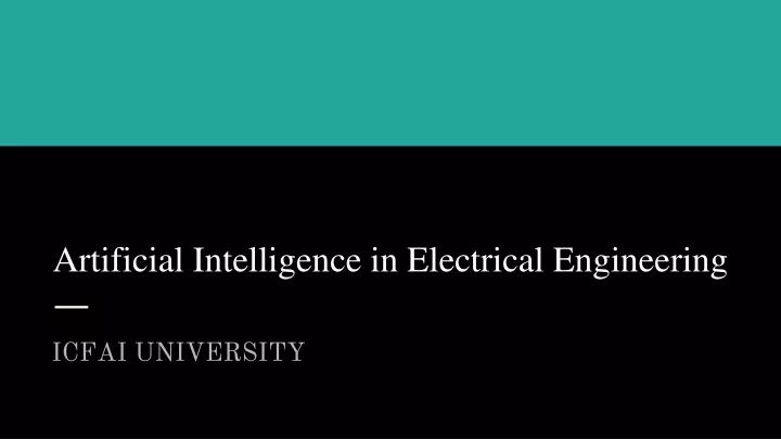 artificial intelligence in electrical engineering