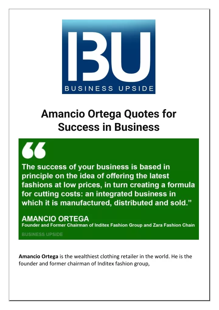 amancio ortega quotes for success in business