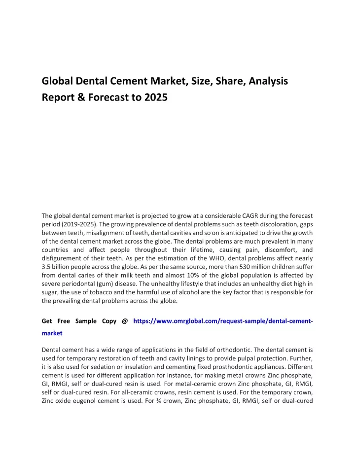 global dental cement market size share analysis