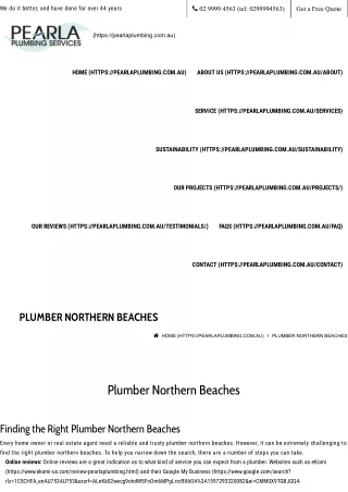 Plumber Northern Beaches