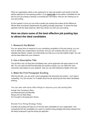Surprising Ways to Post a Job & Write an Effective Job posting