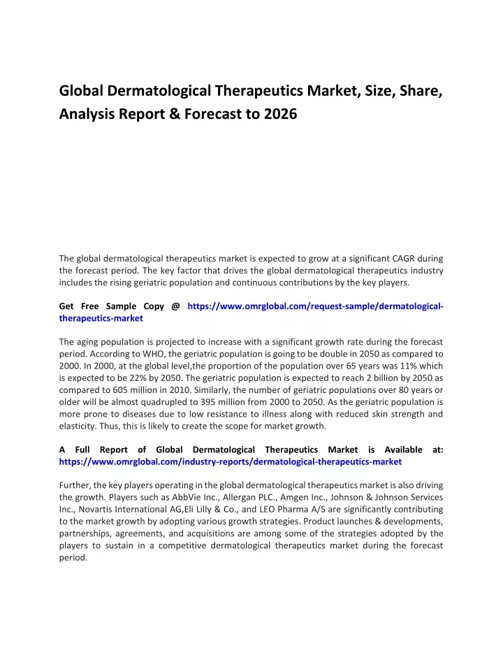 global dermatological therapeutics market size